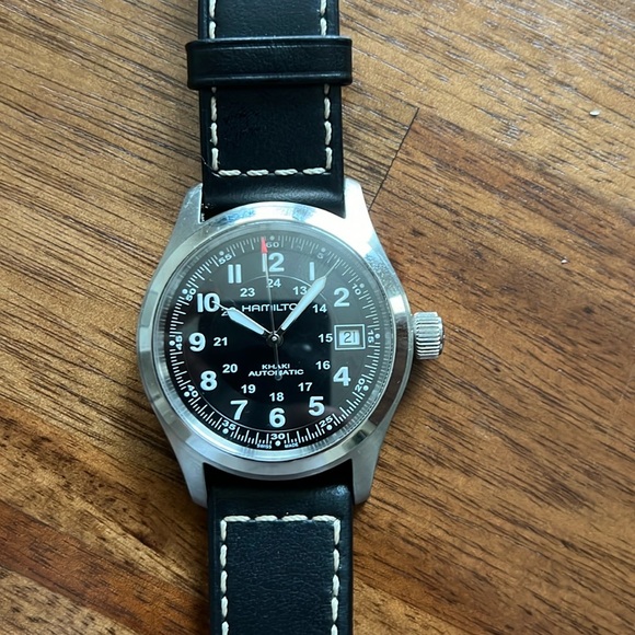 Hamilton Silver Case Black Dial Watch - Picture 1 of 2